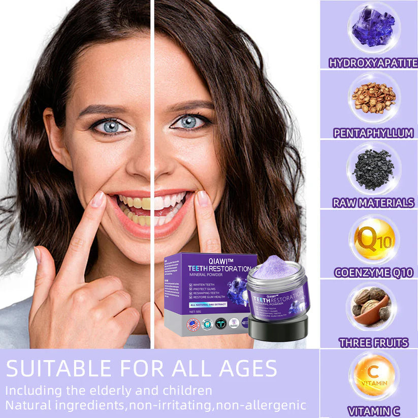 QIAWI™TeethRestoration Mineral Powder🦷Obtain American Dental Association (ADA) Certification (Treats periodontitis and mouth ulcers, prevents tooth loss, and repairs gum recession）