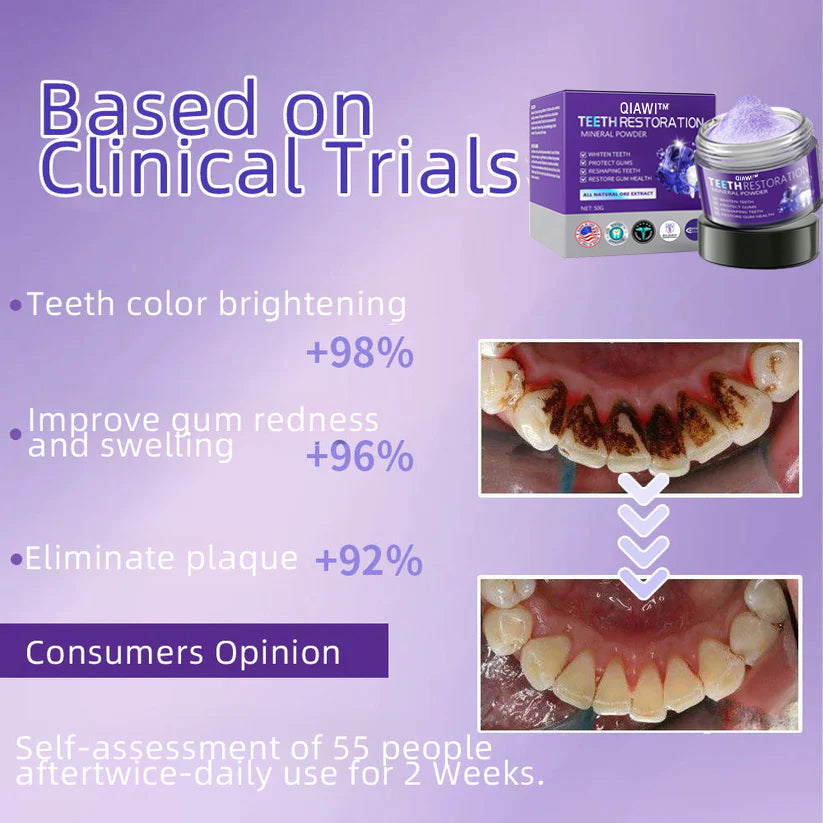QIAWI™TeethRestoration Mineral Powder🦷Obtain American Dental Association (ADA) Certification (Treats periodontitis and mouth ulcers, prevents tooth loss, and repairs gum recession）